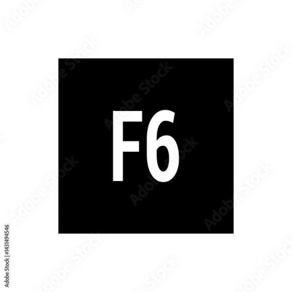 Fototapeta Illustration of the alphanumeric combination f6 displayed in white on a black rectangular background design