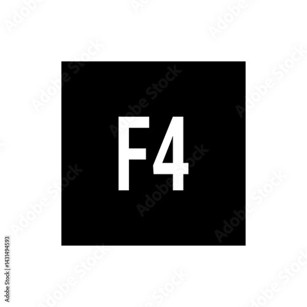 Fototapeta A bold white f followed by the number four against a stark black background in a rectangular frame view