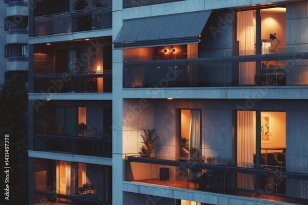 Obraz solar panels on a balcony of a modern apartment building