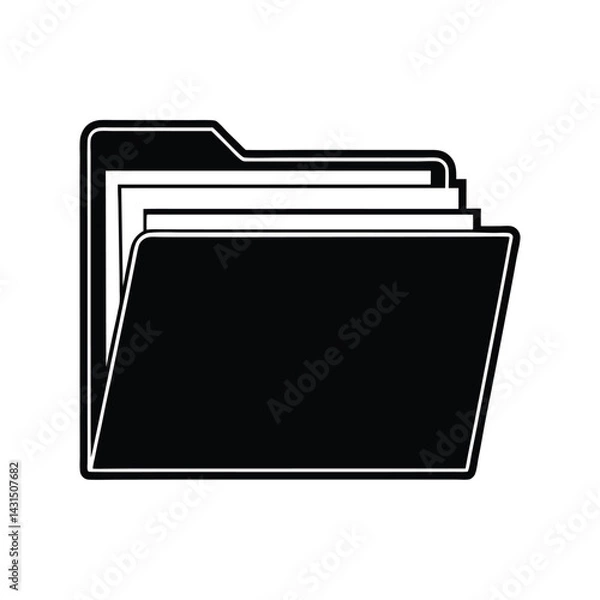 Obraz Silhouette of an open file folder with documents inside vector Art & Illustration
