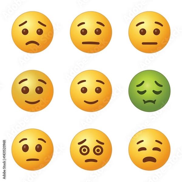 Obraz Set of emoticons, emoji isolated on white background, vector illustration.
