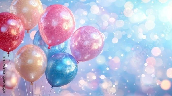 Fototapeta A bunch of colorful balloons floating in the air