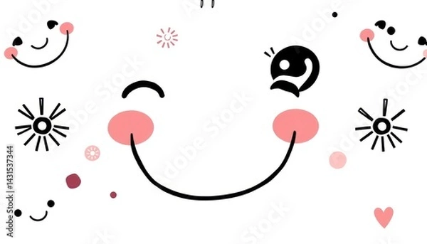 Fototapeta Cute face design with various elements