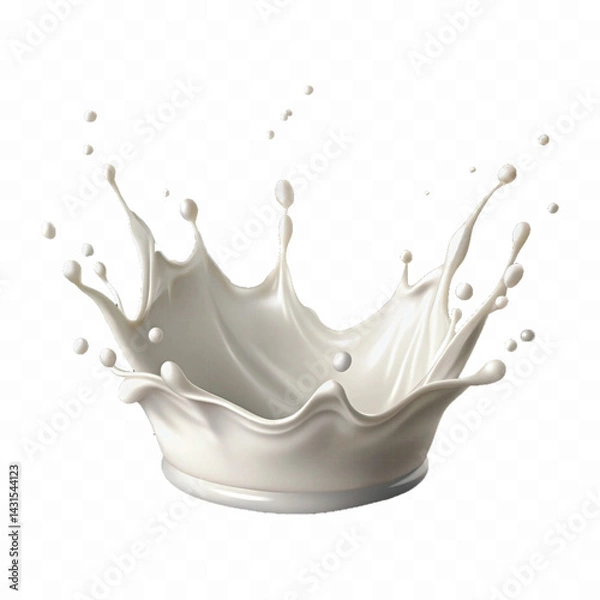 Fototapeta realistic liquid milk splash in crown style isolated on white background