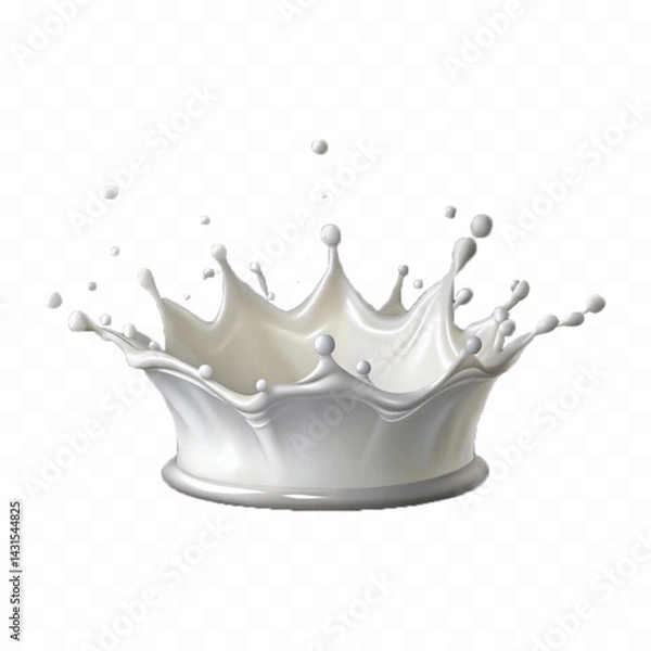 Fototapeta realistic liquid milk splash in crown style isolated on white background