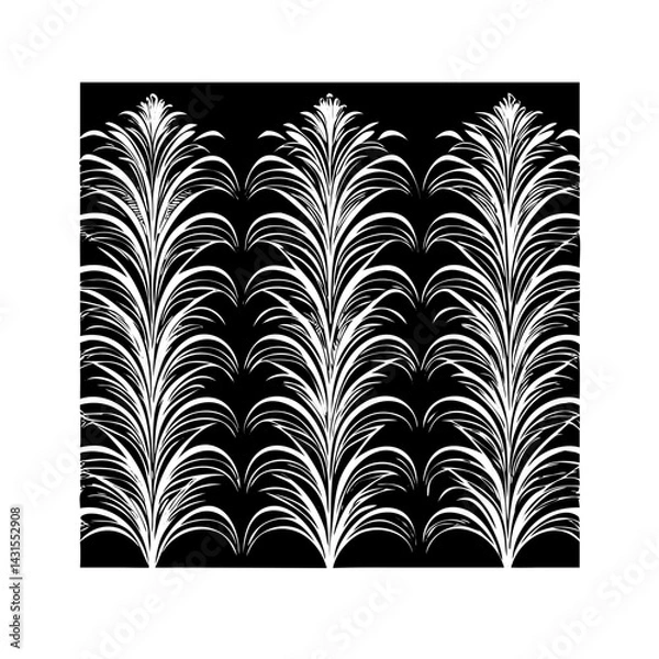 Fototapeta Vector gold leaves on white background isolated. Wavy drawn line branches, nature, plants luxury design elements.Modern floral art deco seamless pattern. Vector damask illustration with leaves. 