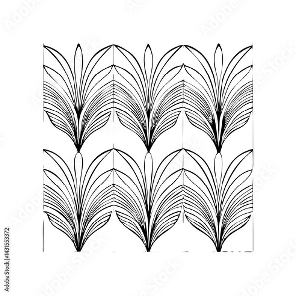 Fototapeta Vector gold leaves on white background isolated. Wavy drawn line branches, nature, plants luxury design elements.Modern floral art deco seamless pattern. Vector damask illustration with leaves. 
