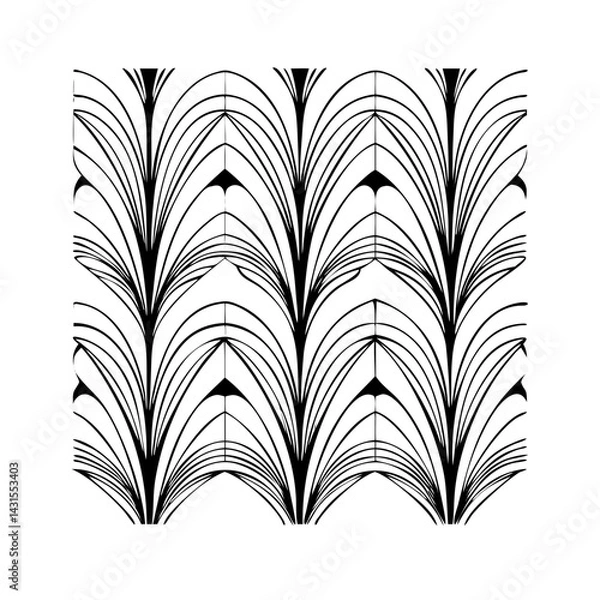 Fototapeta Vector gold leaves on white background isolated. Wavy drawn line branches, nature, plants luxury design elements.Modern floral art deco seamless pattern. Vector damask illustration with leaves. 