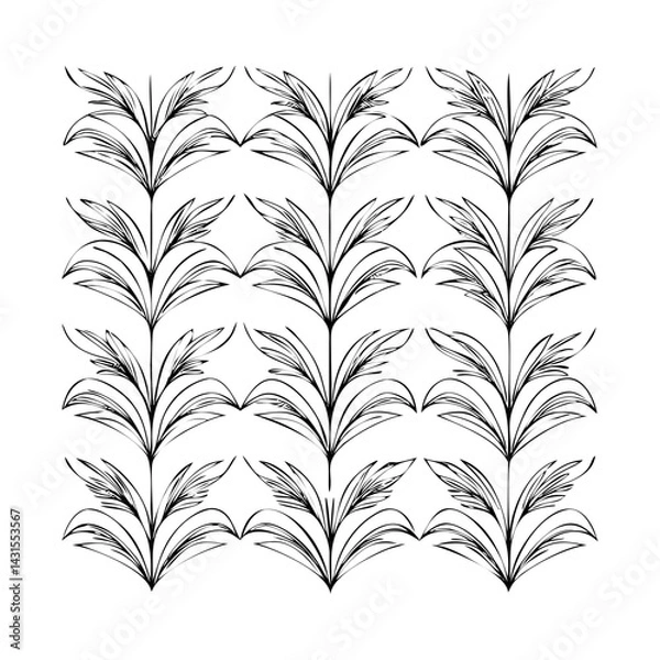 Fototapeta Vector gold leaves on white background isolated. Wavy drawn line branches, nature, plants luxury design elements.Modern floral art deco seamless pattern. Vector damask illustration with leaves. 