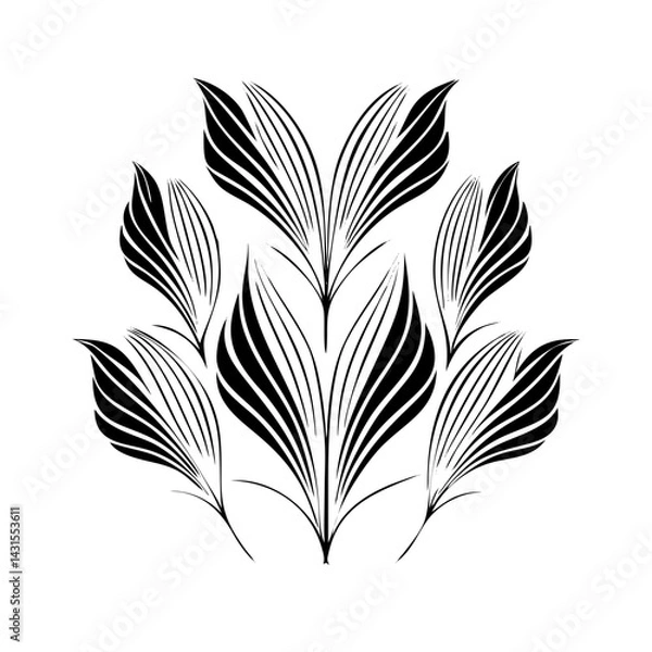 Fototapeta Vector gold leaves on white background isolated. Wavy drawn line branches, nature, plants luxury design elements.Modern floral art deco seamless pattern. Vector damask illustration with leaves. 
