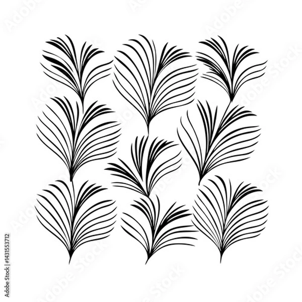 Fototapeta Vector gold leaves on white background isolated. Wavy drawn line branches, nature, plants luxury design elements.Modern floral art deco seamless pattern. Vector damask illustration with leaves. 