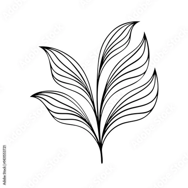 Fototapeta Vector gold leaves on white background isolated. Wavy drawn line branches, nature, plants luxury design elements.Modern floral art deco seamless pattern. Vector damask illustration with leaves. 