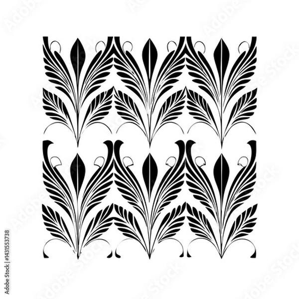 Fototapeta Vector gold leaves on white background isolated. Wavy drawn line branches, nature, plants luxury design elements.Modern floral art deco seamless pattern. Vector damask illustration with leaves. 