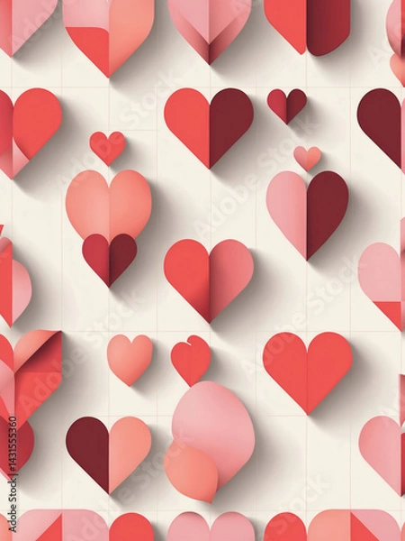 Fototapeta Colorful hearts of various sizes create a vibrant and playful pattern perfect for celebrations and romantic occasions