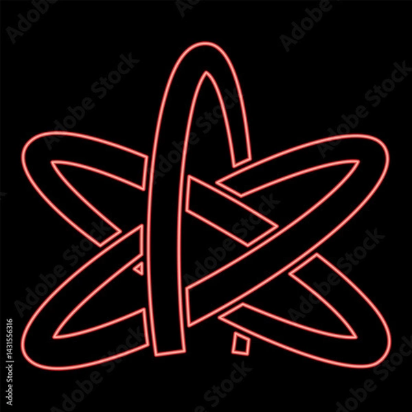 Fototapeta Neon atheism symbol sign red color vector illustration image flat style