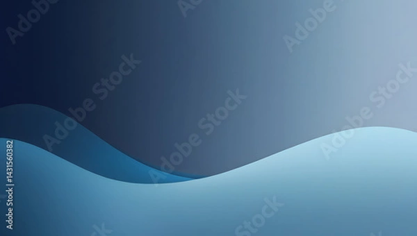 Fototapeta Minimalist gradient wallpaper with smooth color transitions from navy blue to cyan, perfect for focus and calm desktop wallpaper