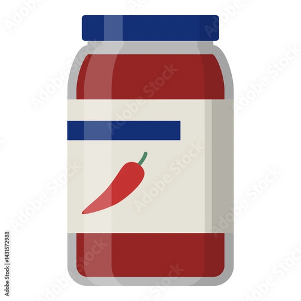 Fototapeta Hot chil pepper sauce in a jar