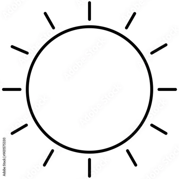 Fototapeta Cute Hand-Drawn Sun Outline – Minimal Line Art SVG for Summer and Weather Designs