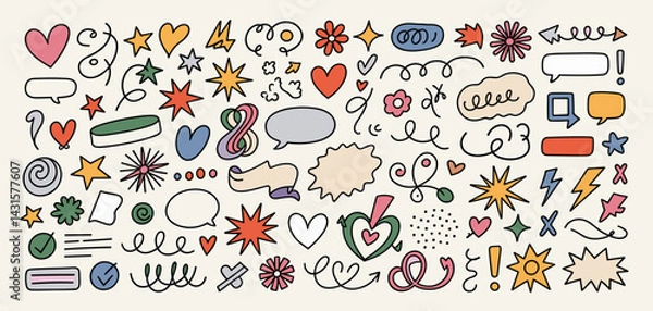 Fototapeta Bubble, square, circle, heart, arrow, doodle, hand drawn doodle, chalk doodle, hand drawn, illustrations, lines, brushes, grunges, svg, silhouette, circles, frames, borders, header, silhouette frames,