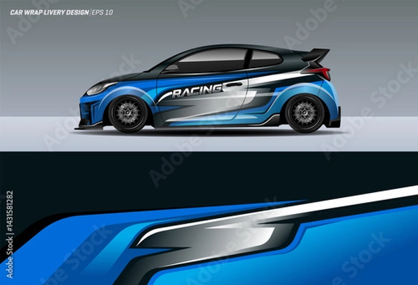 Fototapeta Car wrap design with racing style. Universal Car wrap design printable file vector