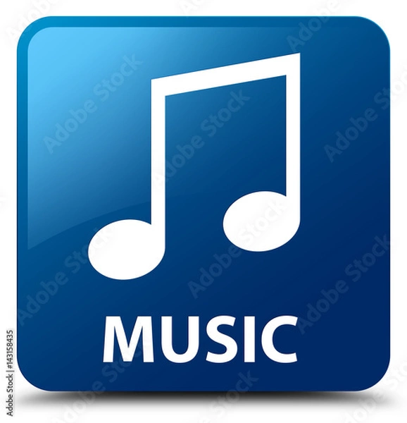 Fototapeta Music (tune icon) blue square button