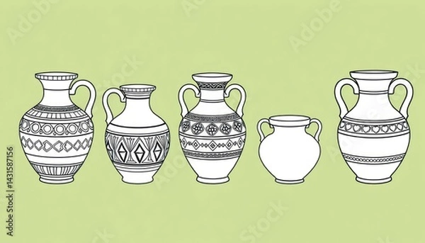 Obraz Decorative Vases with Intricate Patterns