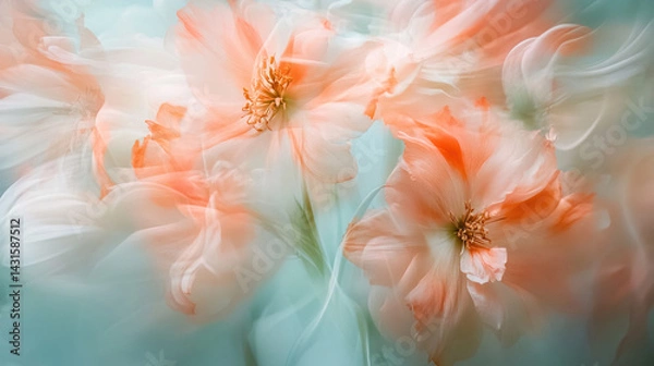 Obraz Background with beautiful blooming flowers, motion blur effect	