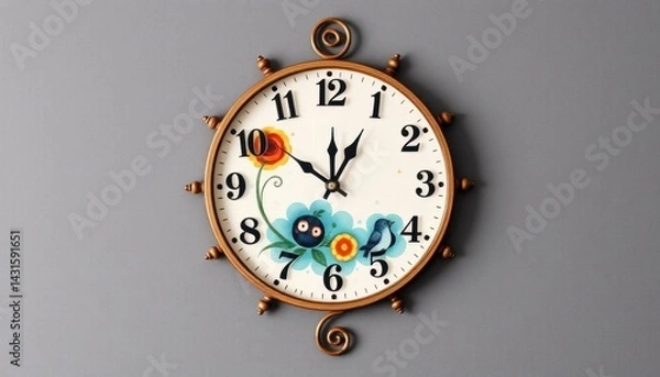 Obraz Decorative wall clock with floral design