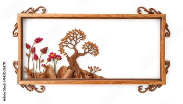 Obraz Decorative Wood Frame with Autumn Scene