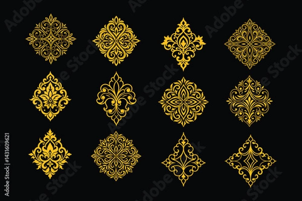 Fototapeta Elegant Luxury Damask Ornament Vector Pattern Design.