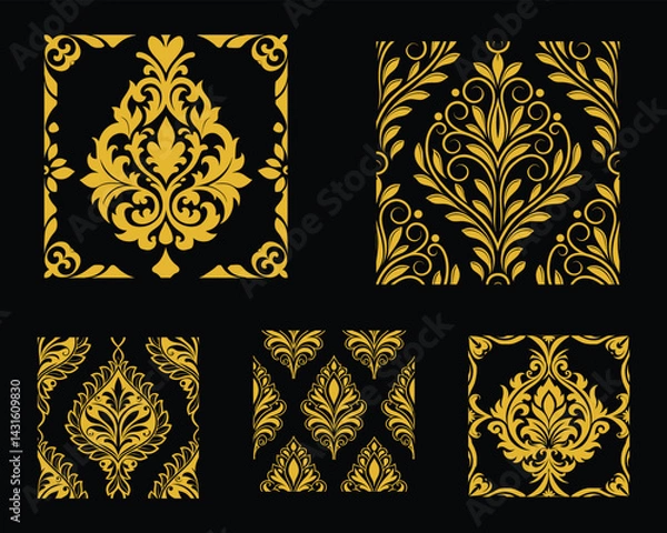 Fototapeta Elegant Luxury Damask Ornament Vector Pattern Design.
