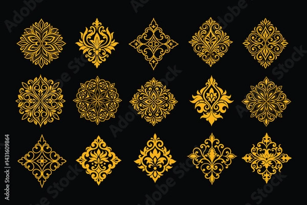 Fototapeta Elegant Luxury Damask Ornament Vector Pattern Design.