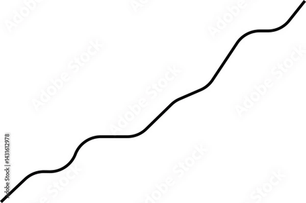 Fototapeta Rounded chart featuring a trend line with soft peaks and bounces along its smooth curve.