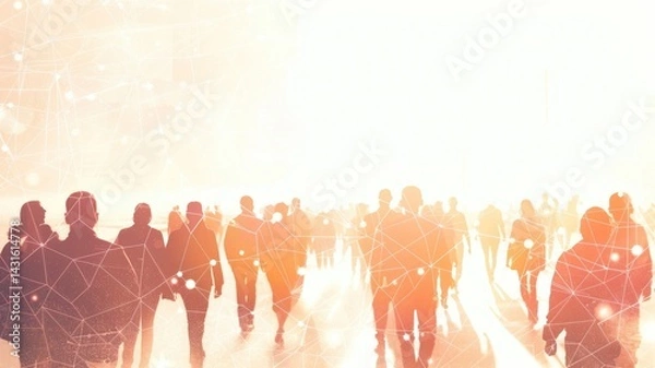 Obraz Picture symbolized people connect with particle connecting represent internet system for communication, online community concept. Internet network technology for user to communicate friend. AIG53.