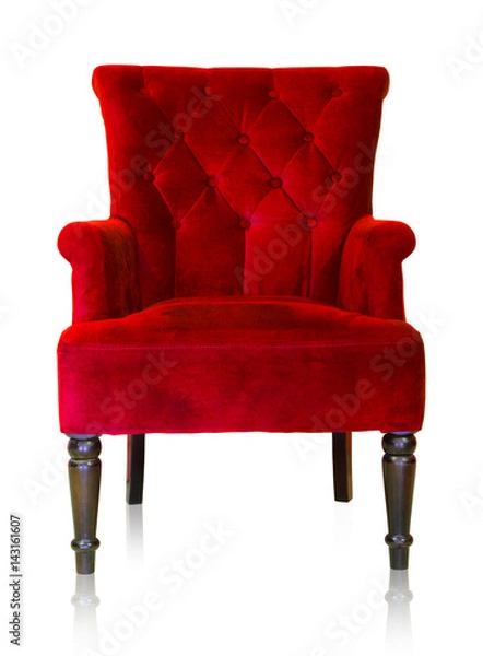 Obraz Red vintage armchair isolated on white clipping path.