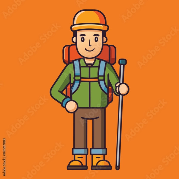 Fototapeta a hiker who is ready for travelling or hiking, vector illustration file