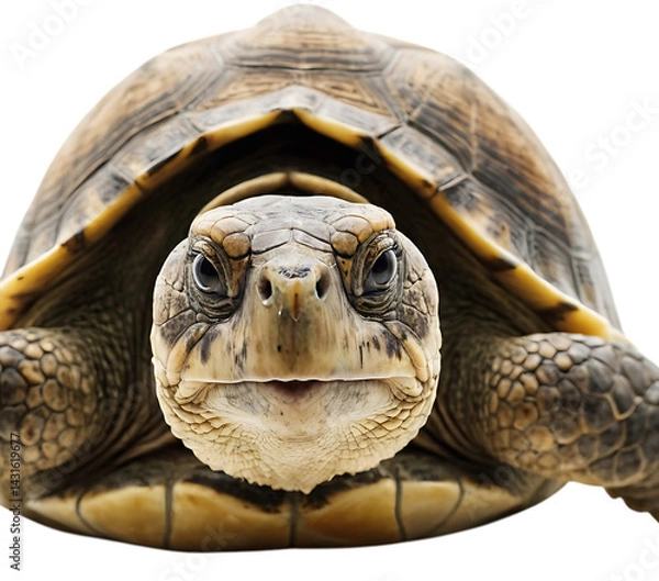 Fototapeta Big turtle isolated on transparent background,pet, reptile, tortoise, animal, nature, slow, walking, wildlife, turtle, isolated, shell, white, wild, biology, desert,78