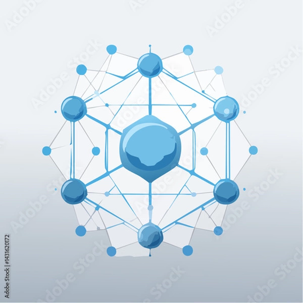 Fototapeta Abstract molecular structure with blue particle