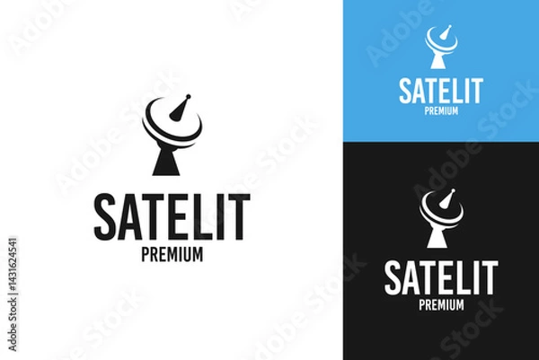 Fototapeta Satellite logo design template vector illustration