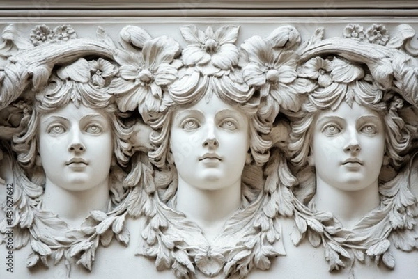 Fototapeta A classic image displaying a stucco ceiling with a vintage setting