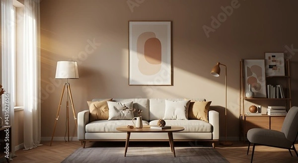 Fototapeta Living Room Interior Design with Furniture and Decor