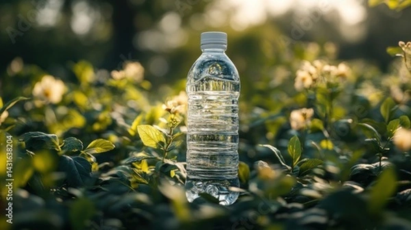 Obraz Plastic water bottle amidst greenery