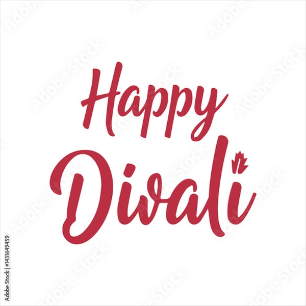 Obraz Happy Diwali Calligraphy Vector Design,Elegant Happy Diwali Typography Illustration,Diwali Festival Greeting Card Design,Red Calligraphy Happy Diwali Text Art,Decorative Happy Diwali Vector Template