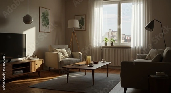 Fototapeta Living Room Interior Design with Furniture