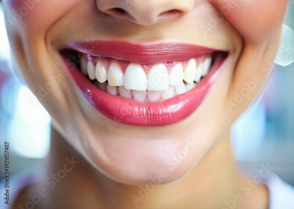 Obraz Healthy Smile: Close-up of Sparkling White Teeth with High Depth of Field