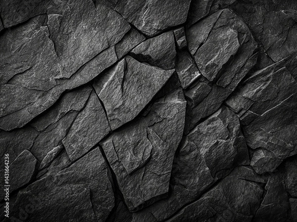 Obraz textured black stone rock background featuring dark grunge elements, perfect for various design projects and artistic expressions. intricate patterns create dramatic visual impact