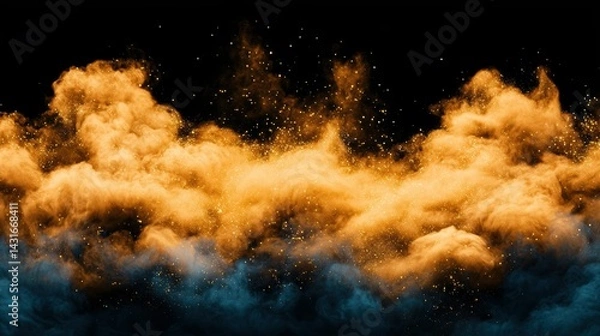 Fototapeta Dynamic gold and dark blue gradient cloud scene abstract art digital design atmospheric environment artistic viewpoint