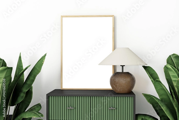 Fototapeta Mockup frame in farmhouse style ,3d render