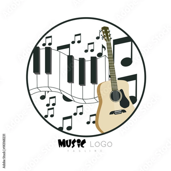 Obraz Guitar and Note Vector, music logo