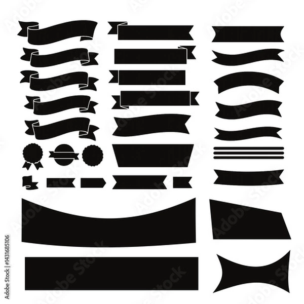 Obraz black and white banners set